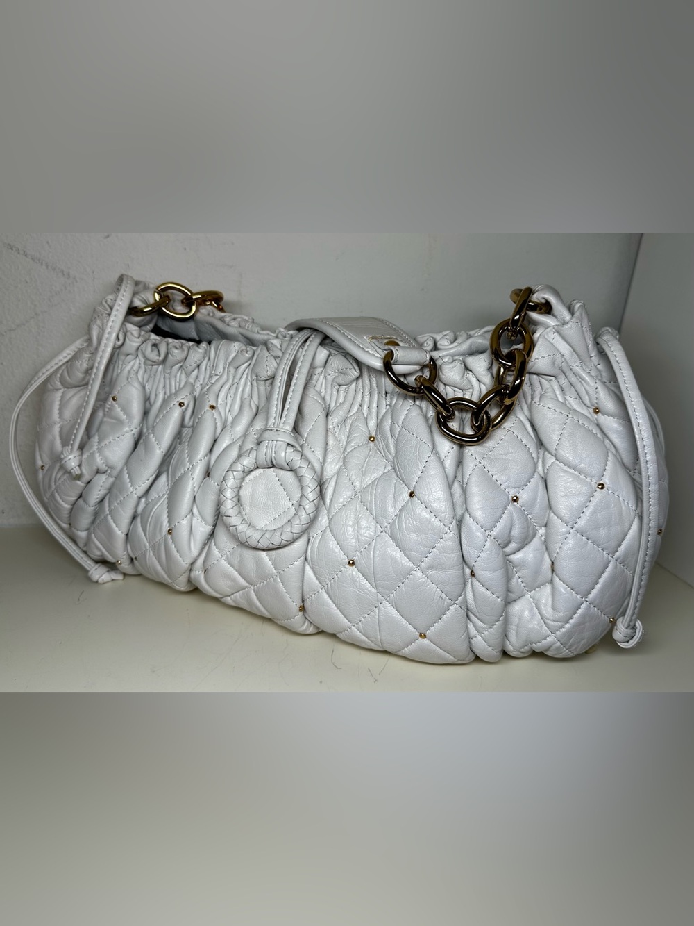 BCBG MaxAzria White Quilted Shoulder Bag